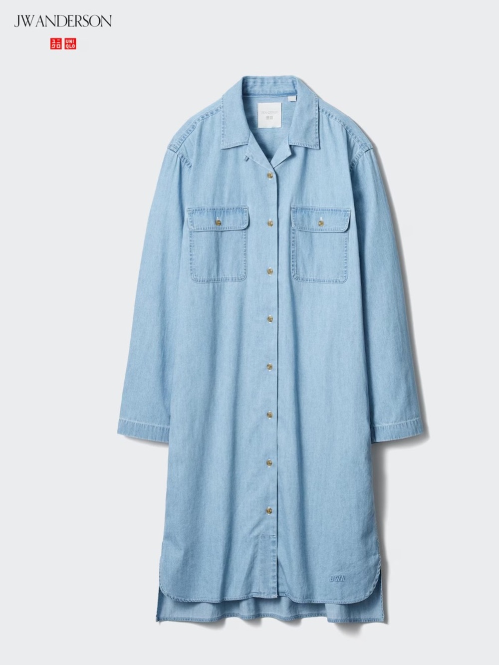JW Anderson x UNIQLO open collar oxford shirt dress M denim button up pockets